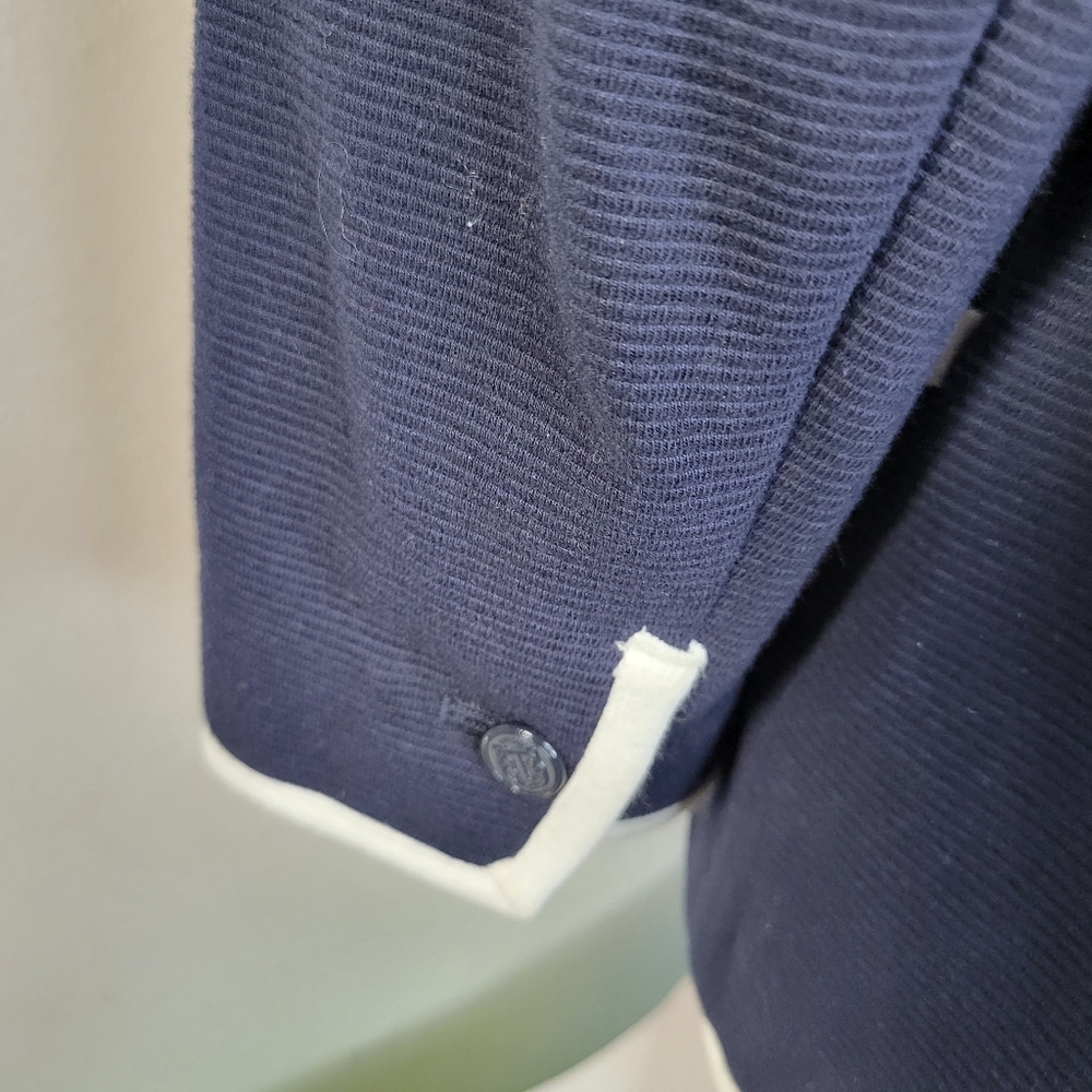 Womans Talbots Navy White Accents Crop 2 button Jacket Size Small Small spot - Picture 8 of 12